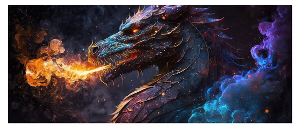 Tablou - Dragon scuipând flăcări (120x50 cm)