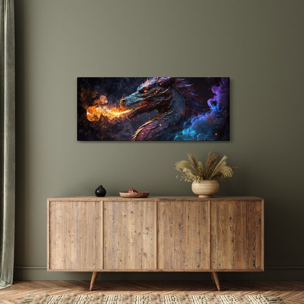 Tablou - Dragon scuipând flăcări (120x50 cm)