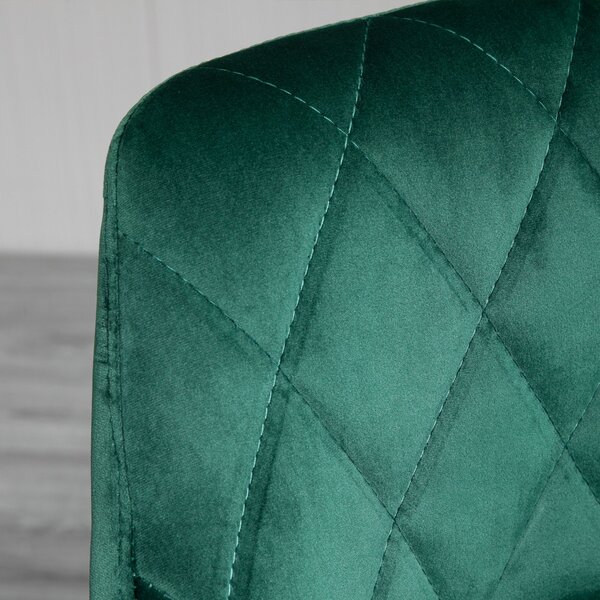 Set 2 Scaune de Bar Pivotante HOMCOM, Efect Catifelat, 51,5x48x83-104cm, Verde | Aosom Romania