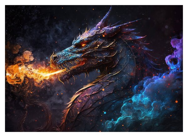 Tablou - Dragon scuipând flăcări (70x50 cm)