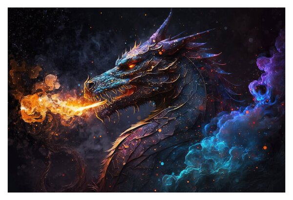 Tablou - Dragon scuipând flăcări (90x60 cm)