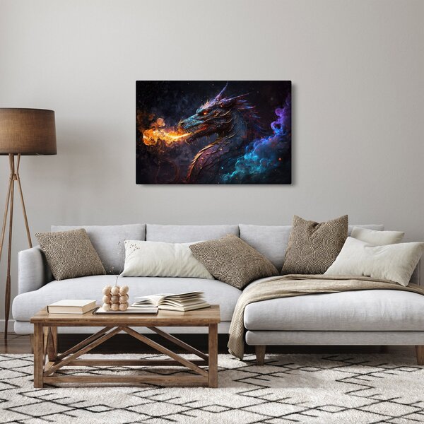 Tablou - Dragon scuipând flăcări (90x60 cm)