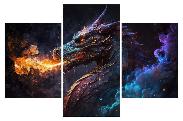 Tablou - Dragon scuipând flăcări (90x60 cm)