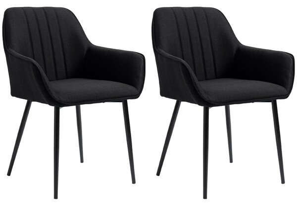 HOMCOM Scaune de Sufragerie Scaune pentru Vizitatori Design scandinav - Set de 2 scaune - Picioare metalice subțiate negre | Aosom Romania
