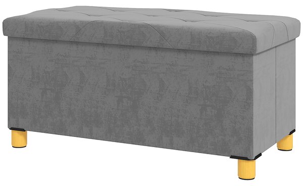 HOMCOM Banc de depozitare capăt de pat pliabil volum 67 L capacité de charge 120 kg avec couvercle 76L x 38l x 38H cm gris | Aosom Romania