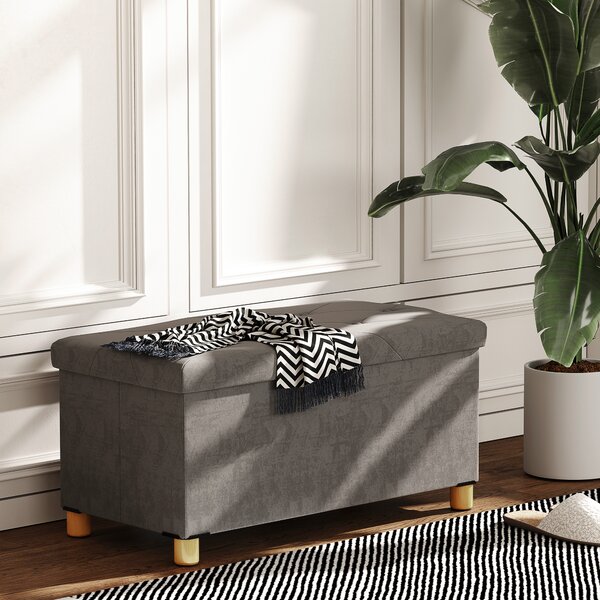 HOMCOM Banc de depozitare capăt de pat pliabil volum 67 L capacité de charge 120 kg avec couvercle 76L x 38l x 38H cm gris | Aosom Romania