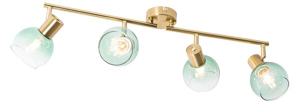 Spotlight Art Deco auriu cu sticlă verde 4 lumini - Vidro