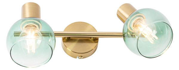 Spotlight Art Deco auriu cu sticlă verde cu 2 lumini - Vidro