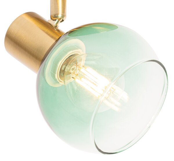 Spotlight Art Deco auriu cu sticlă verde - Vidro