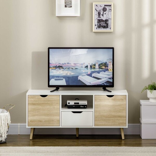 Comoda pentru TV de pana la 50 inch HOMCOM cu dulapuri si sertare, natural | Aosom Romania