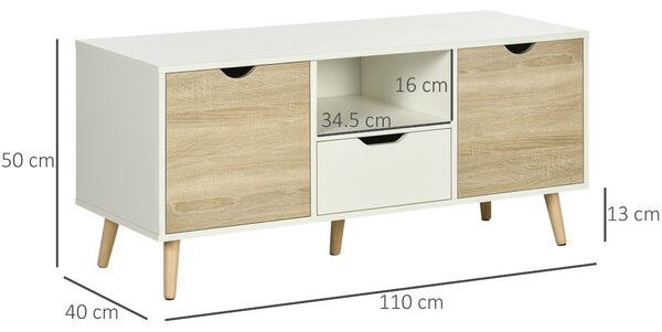Comoda pentru TV de pana la 50 inch HOMCOM cu dulapuri si sertare, natural | Aosom Romania