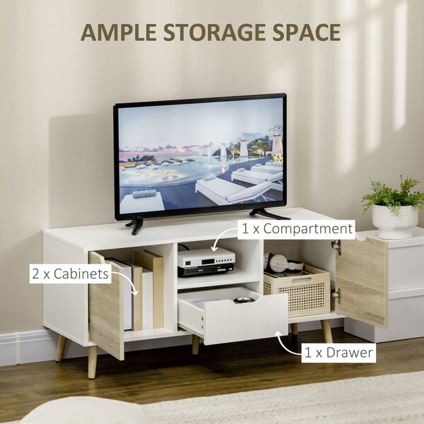 Comoda pentru TV de pana la 50 inch HOMCOM cu dulapuri si sertare, natural | Aosom Romania