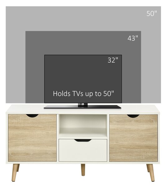 Comoda pentru TV de pana la 50 inch HOMCOM cu dulapuri si sertare, natural | Aosom Romania