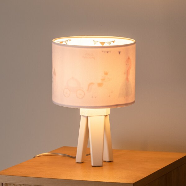 Maco Design Lampa de masă pentru copii Mathilde, cu trei picioare, Alb, Camera copiilor, Lemn, Umbră de masă
