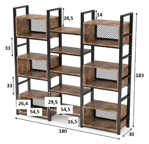 Biblioteca Venedic, homs,seria A-627,183x30x180 cm