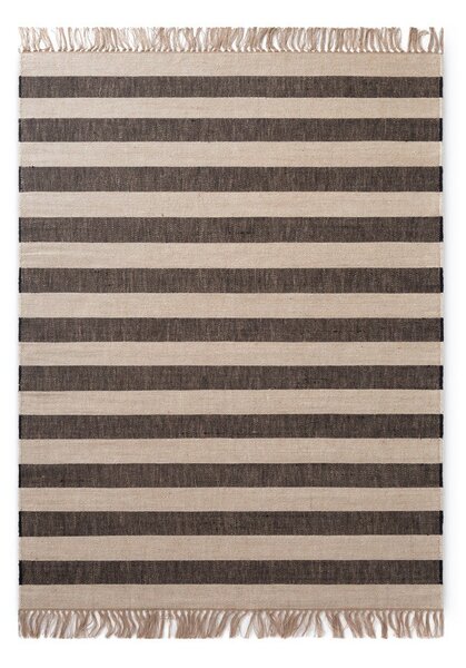 Covor negru/crem reversibil/țesut manual din iută 120x170 cm Playa – Hanse Home