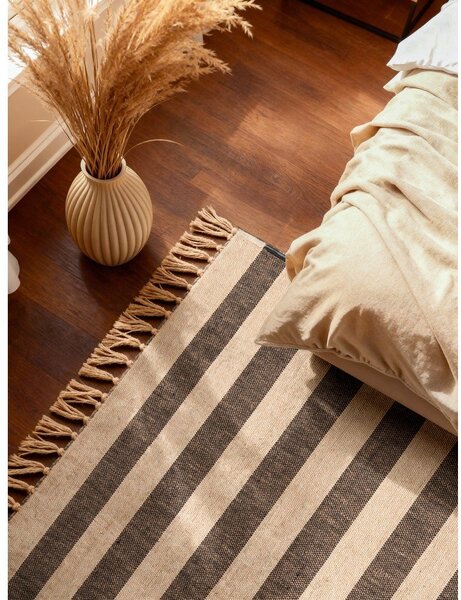 Covor negru/crem reversibil/țesut manual din iută 120x170 cm Playa – Hanse Home