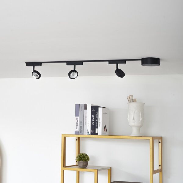 Lindby Sistem de șine 48V Lumaro, spoturi, 3 becuri, negru, Ø 7,3cm, reglabil, Negru, Camera de zi / sufragerie, Aluminiu, Modern