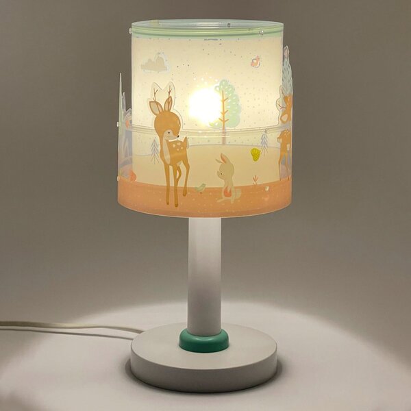 Dalber Lampa de masă pentru copii Loving Deer, G4, Ø 15 cm, Roz / Rosé, Camera copiilor, Plastic
