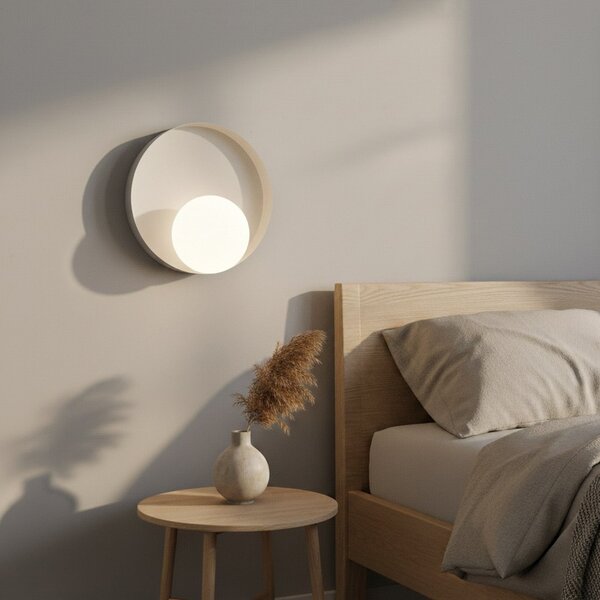 EMIBIG LIGHTING Aplică de perete Kido K1, bej, oțel/sticlă, Ø 20 cm, reglabil, Bej, Camera de zi / sufragerie, Metal, Modern