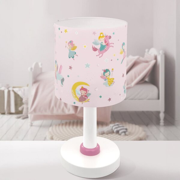 Dalber Lampa de masă pentru copii Fairy Dreams, G4, Ø 15 cm, Roz / Rosé, Camera copiilor, Plastic