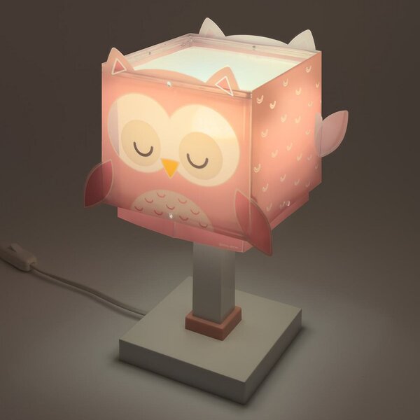 Dalber Lampa de masă pentru copii Little Pink Owl, G4, lățime 14 cm, Roz / Rosé, Camera copiilor, Plastic