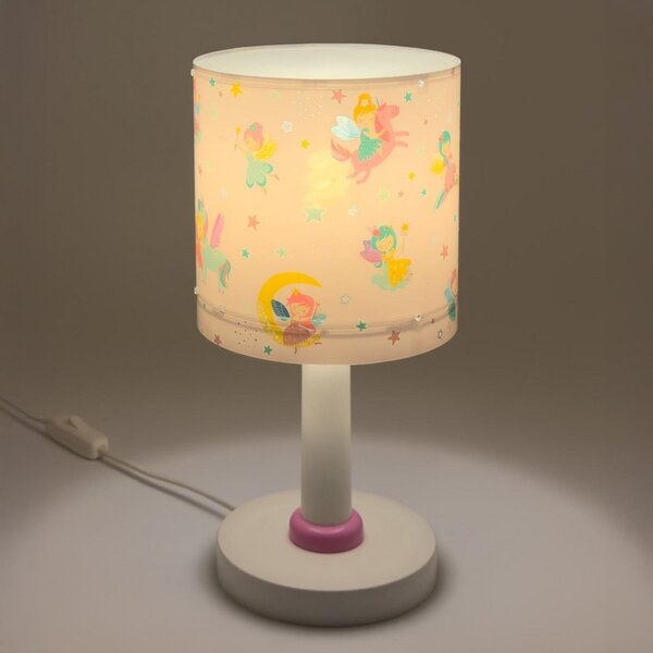Dalber Lampa de masă pentru copii Fairy Dreams, G4, Ø 15 cm, Roz / Rosé, Camera copiilor, Plastic