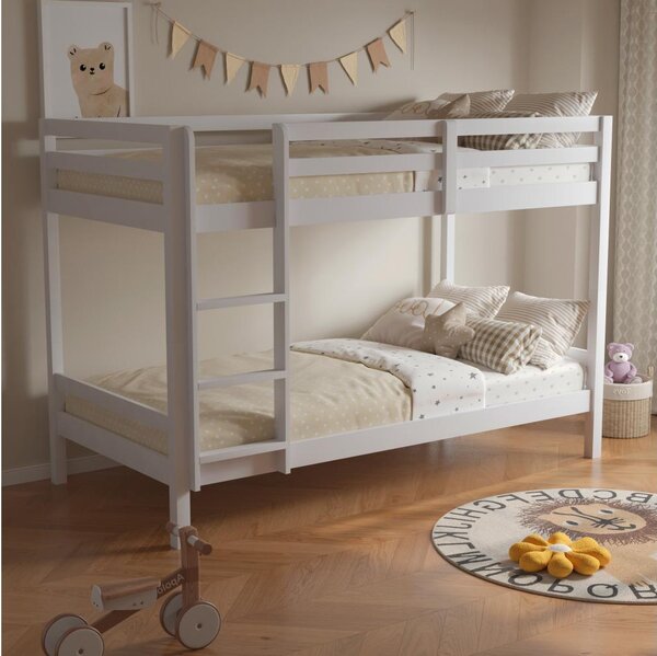 Pat etajat pentru copii 90 cm Invocato (alb) (cu somieră). 1116361