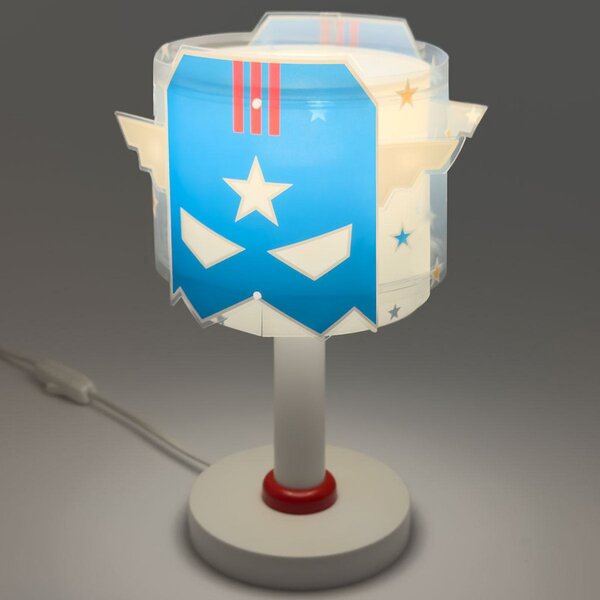 Dalber Lampa de masă pentru copii Blue Hero, G4, Ø 15 cm, Albastru, Camera copiilor, Plastic