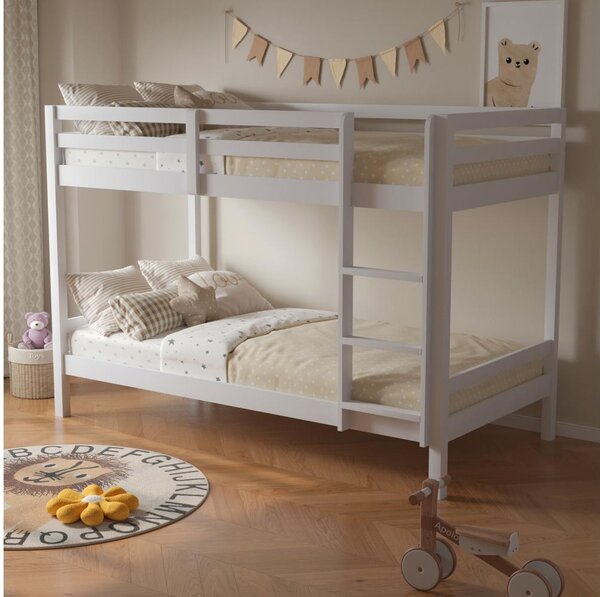 Pat etajat pentru copii 90 cm Invocato (alb) (cu somieră). 1116361