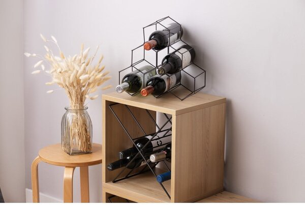 Suport metalic pentru sticle de vin Compactor, negru
