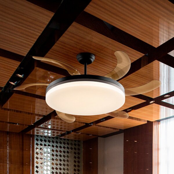 Schuller Valencia Ventilator de tavan cu LED Vento negru/bronz/fum Ø 150, silențios, reglabil, Gri, Camera de zi / sufragerie, Plastic, Modern