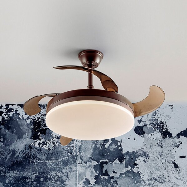 Schuller Valencia Ventilator de tavan cu LED Vento maro/gri fumuriu DC Ø 100 cm silențios, reglabil, Gri, Camera de zi / sufragerie, Plastic, Modern