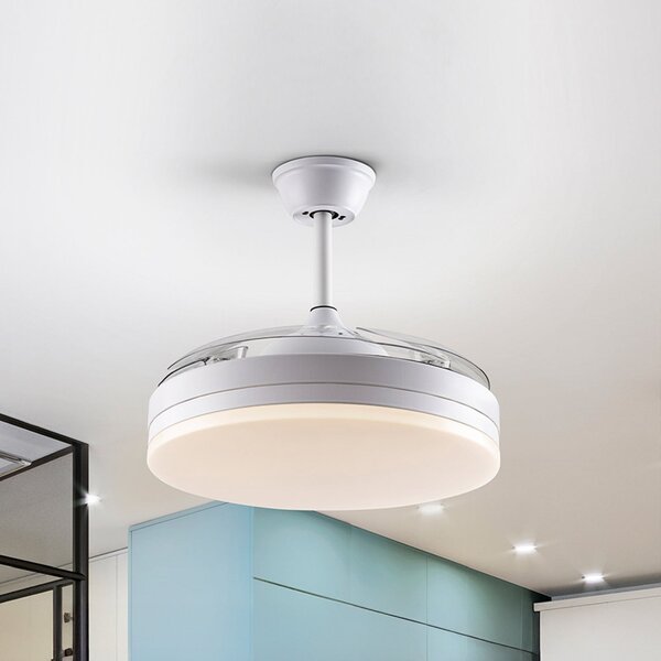 Schuller Valencia Ventilator de tavan cu LED Vento alb/gri fumuriu DC, Ø 100 cm silențios, reglabil, Gri, Camera de zi / sufragerie, Plastic, Modern