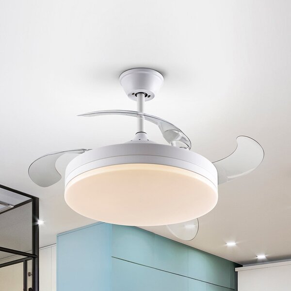 Schuller Valencia Ventilator de tavan cu LED Vento alb/gri fumuriu DC, Ø 100 cm silențios, reglabil, Gri, Camera de zi / sufragerie, Plastic, Modern