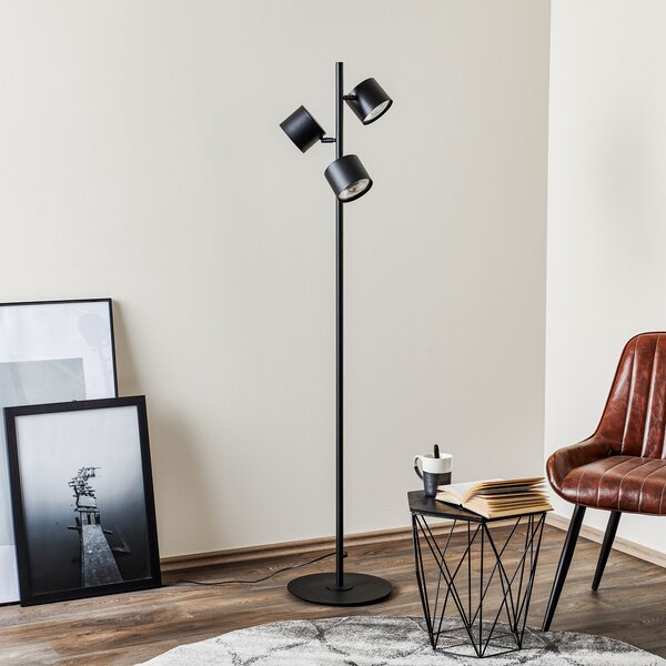 ALDEX 1047 lampadar, trei surse, negru, Negru, Camera de zi / sufragerie, Metal, Modern