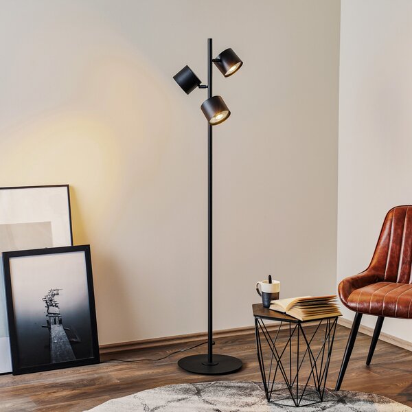 ALDEX 1047 lampadar, trei surse, negru, Negru, Camera de zi / sufragerie, Metal, Modern
