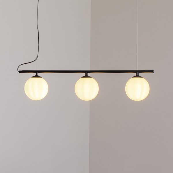 ALDEX Lampă suspendată Beryl, 3 becuri, negru, reglabil, Negru, Camera de zi / sufragerie, Metal, Modern