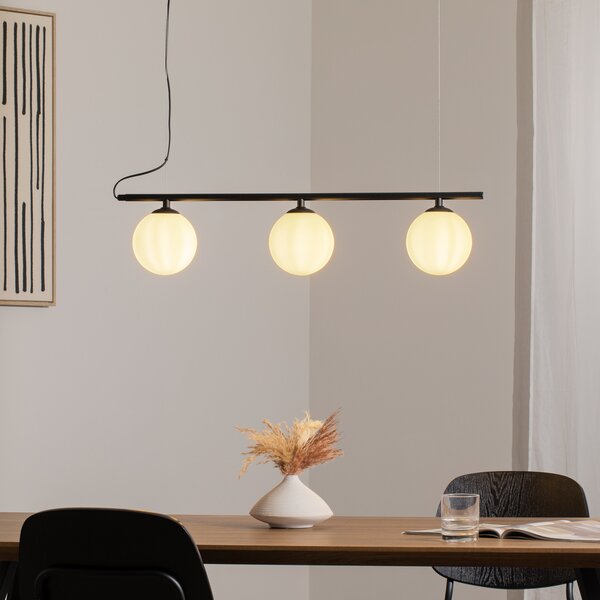 ALDEX Lampă suspendată Beryl, 3 becuri, negru, reglabil, Negru, Camera de zi / sufragerie, Metal, Modern