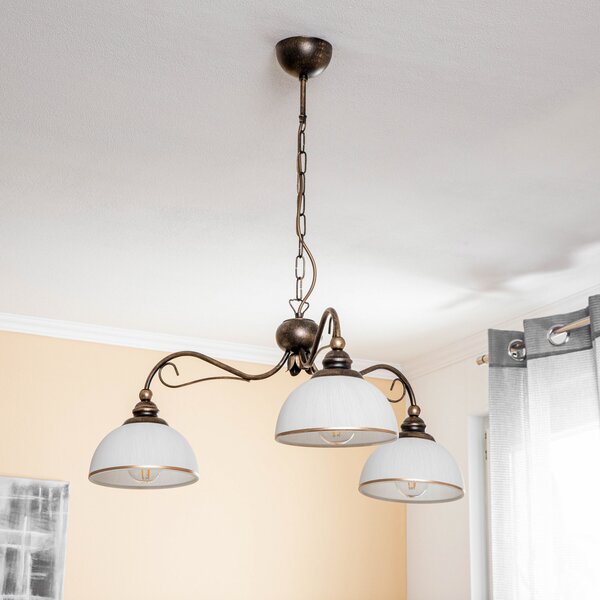Jupiter Lampă suspendată Casale, 3 becuri Ø 74cm, reglabil, Bronz / Alamă Veche, Camera de zi / sufragerie, Metal, Antichitate