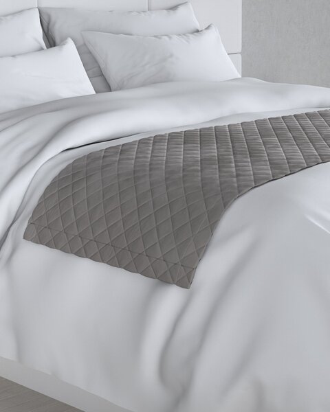 Cuvertură tip runner hotelier Velvet 60x200 cm culoare gri Țesătură gloss, catifea