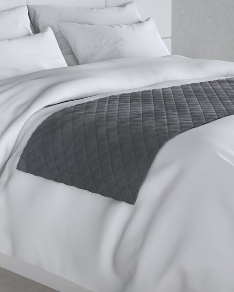 Cuvertură tip runner hotelier Velvet 60x200 cm culoare gri Țesătură gloss, catifea