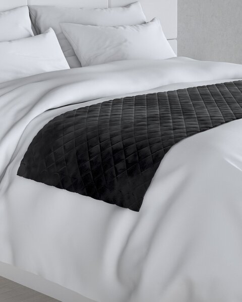 Cuvertură tip runner hotelier Velvet 60x200 cm culoare negru Țesătură gloss, catifea