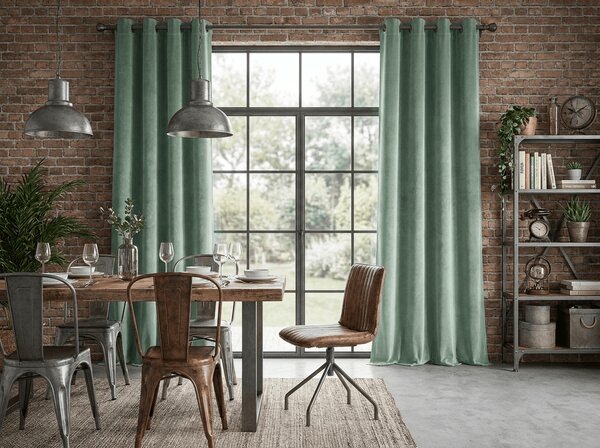 Draperie opaca DREAM VELVET 140x250 cm, verde salvie Agatat: Inele metalice