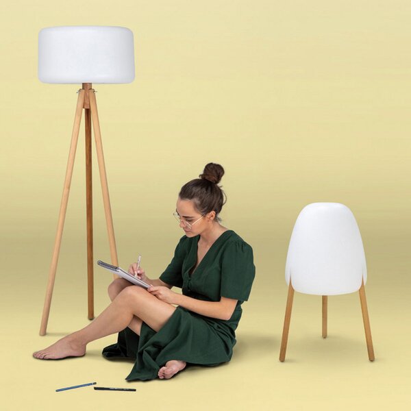 Newgarden Chloe lampă LED cu picior, solar+acumul, reglabil, Lemn, Lemn, Tripod
