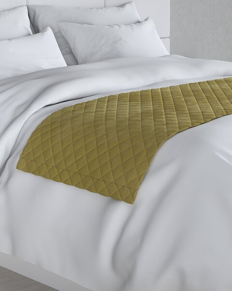 Cuvertură tip runner hotelier Velvet 60x200 cm culoare verde Țesătură gloss, catifea