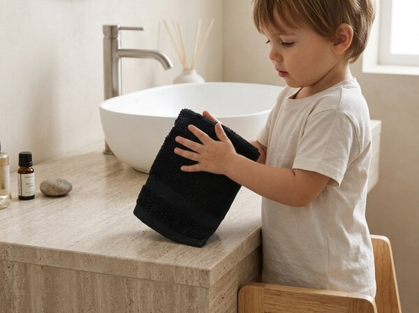 Prosop de maini Classic 30x30 cm negru, 100% bumbac