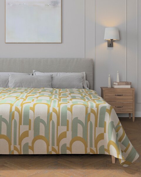 Cuvertură pled 220x260 cm culoare verde Țesătură împletitură, cu model