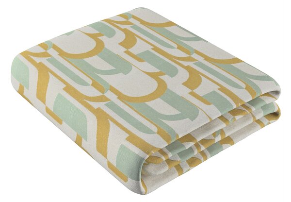 Cuvertură pled 220x260 cm culoare verde Țesătură împletitură, cu model