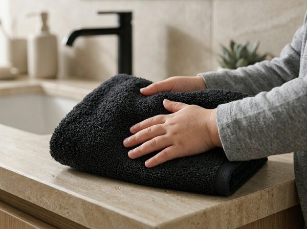 Prosop copii Bella negru 30x50 cm, 100% bumbac